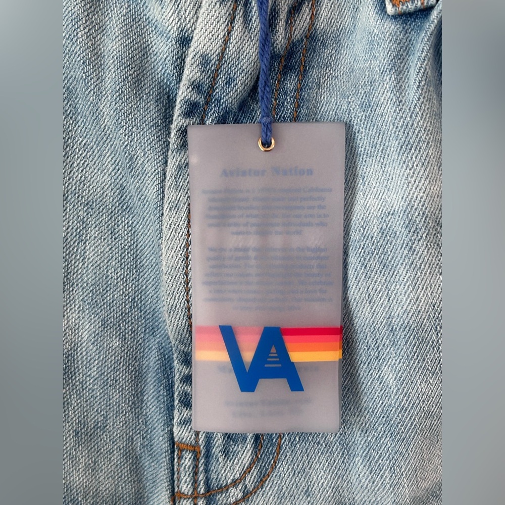 Aviator Nation Light Blue Distressed Wide Leg Jeans - Picture 7 of 13